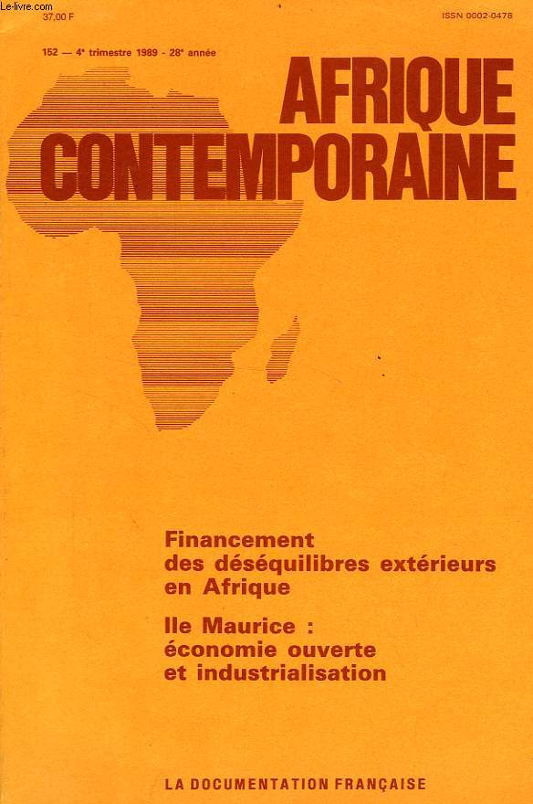 AFRIQUE CONTEMPORAINE, N 152, 4e TRIM. 1989