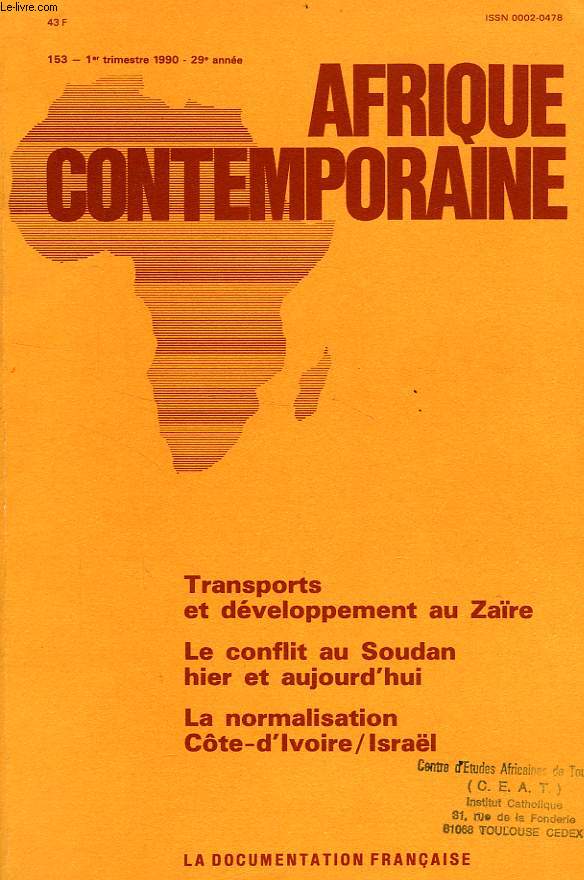 AFRIQUE CONTEMPORAINE, N 153, 1er TRIM. 1990