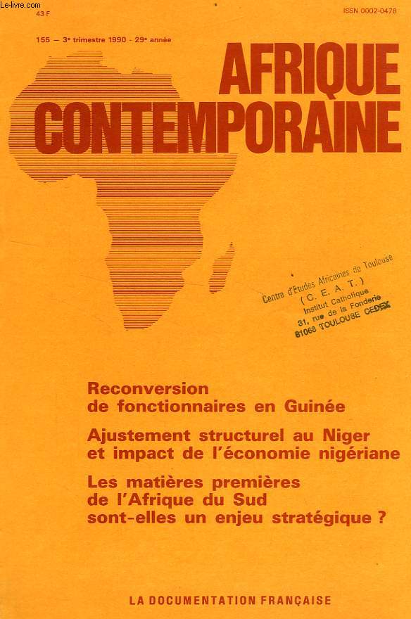 AFRIQUE CONTEMPORAINE, N 155, 3e TRIM. 1990