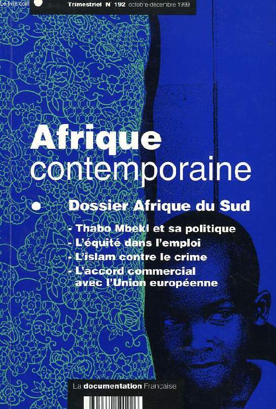 AFRIQUE CONTEMPORAINE, N 192, OCT.-DEC. 1999
