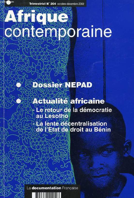 AFRIQUE CONTEMPORAINE, N 204, OCT.-DEC. 2002