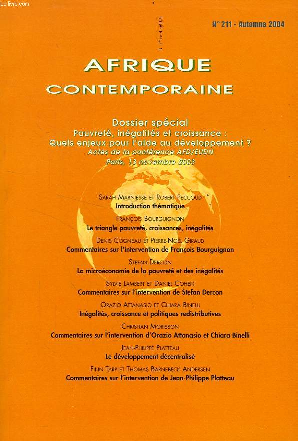 AFRIQUE CONTEMPORAINE, N 211, AUTOMNE 2004