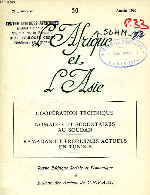 L'AFRIQUE ET L'ASIE, N 50, 2e TRIM. 1960