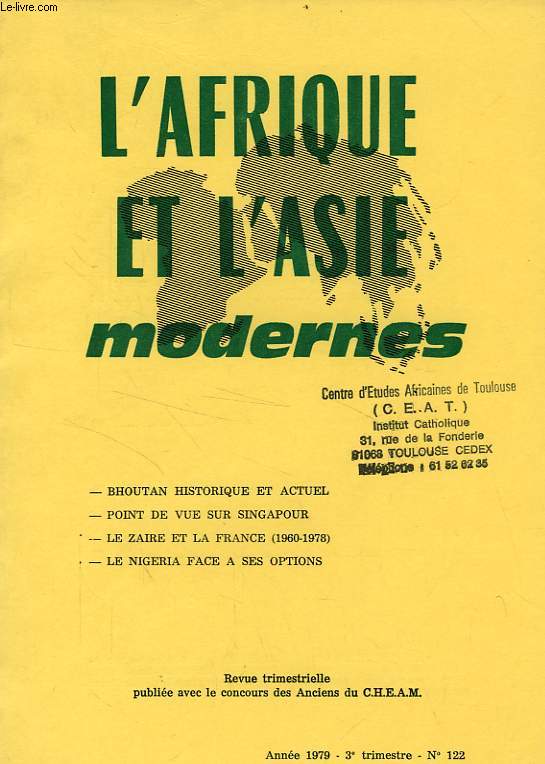 L'AFRIQUE ET L'ASIE MODERNES, N 122, 3e TRIM. 1979