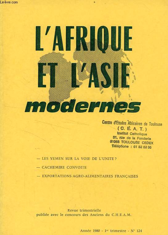 L'AFRIQUE ET L'ASIE MODERNES, N 124, 1er TRIM. 1980