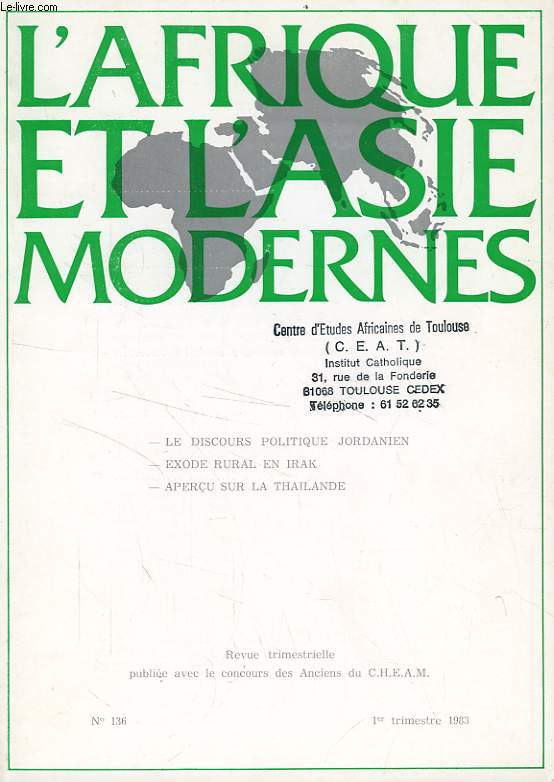 L'AFRIQUE ET L'ASIE MODERNES, N 136, 1er TRIM. 1983