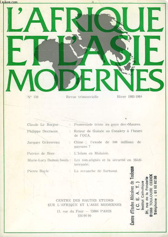 L'AFRIQUE ET L'ASIE MODERNES, N 139, HIVER 1983-1984
