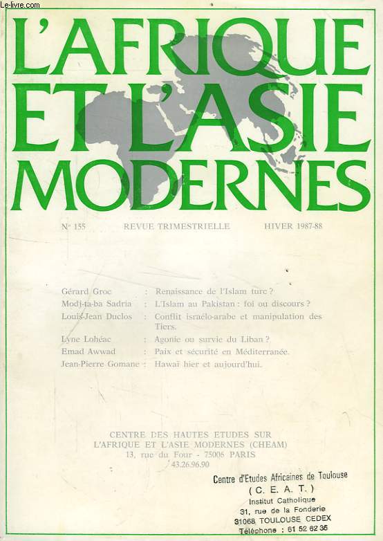 L'AFRIQUE ET L'ASIE MODERNES, N 155, HIVER 1987-1988