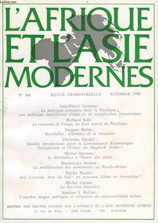 L'AFRIQUE ET L'ASIE MODERNES, N 166, AUTOMNE 1990