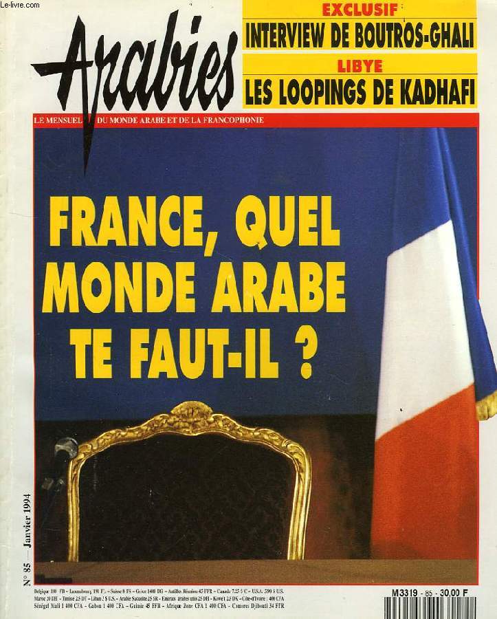 ARABIES, N 85, JAN. 1994, LE MENSUEL DU MONDE ARABE ET DE LA FRANCOPHONIE