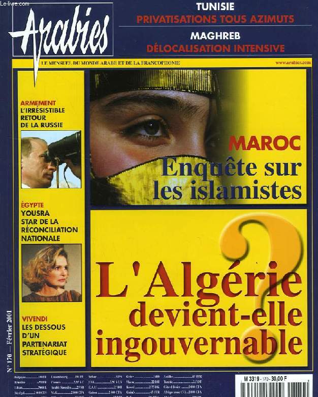 ARABIES, N 170, FEV. 2001, LE MENSUEL DU MONDE ARABE ET DE LA FRANCOPHONIE