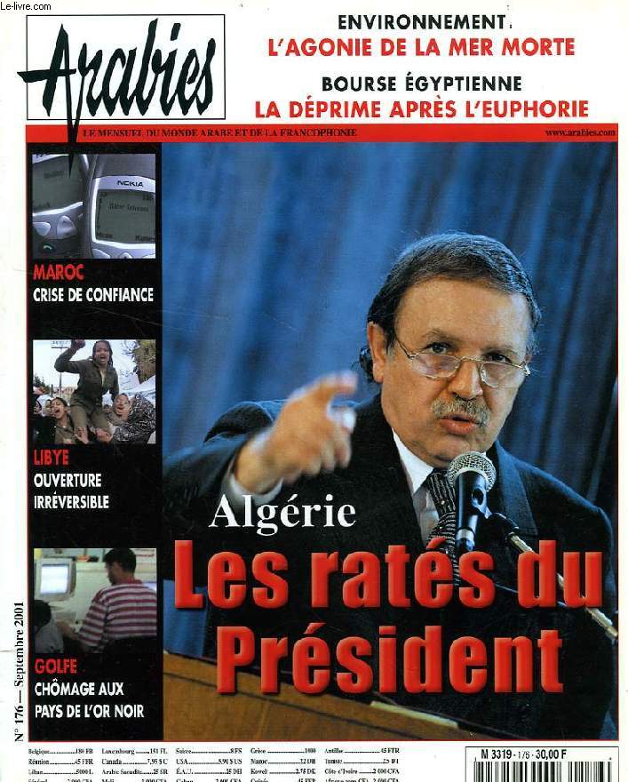 ARABIES, N 176, SEPT. 2001, LE MENSUEL DU MONDE ARABE ET DE LA FRANCOPHONIE