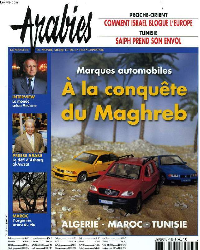 ARABIES, N 185, JUIN 2002, LE MENSUEL DU MONDE ARABE ET DE LA FRANCOPHONIE