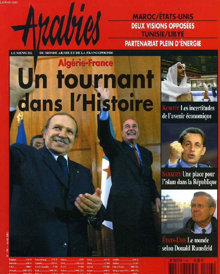 ARABIES, N 194, AVRIL 2003, LE MENSUEL DU MONDE ARABE ET DE LA FRANCOPHONIE