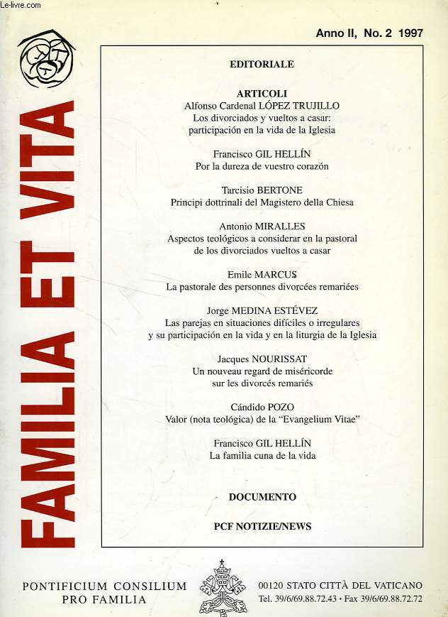 FAMILIA ET VITA, ANNO II, N 2, 1997