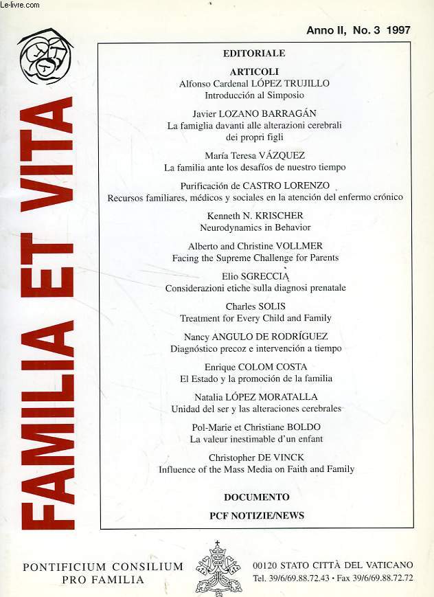FAMILIA ET VITA, ANNO II, N 3, 1997