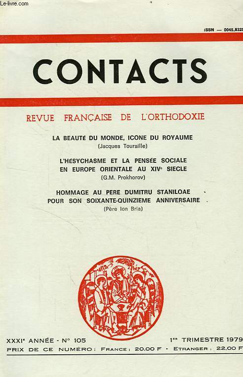 CONTACTS, REVUE FRANCAISE DE L'ORTHODOXIE, 31e ANNEE, N 105, 1er TRIM. 1979