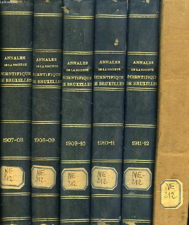 ANNALES DE LA SOCIETE SCIENTIFIQUE DE BRUXELLES, 1908-1926, 9 VOLUMES (INCOMPLET)