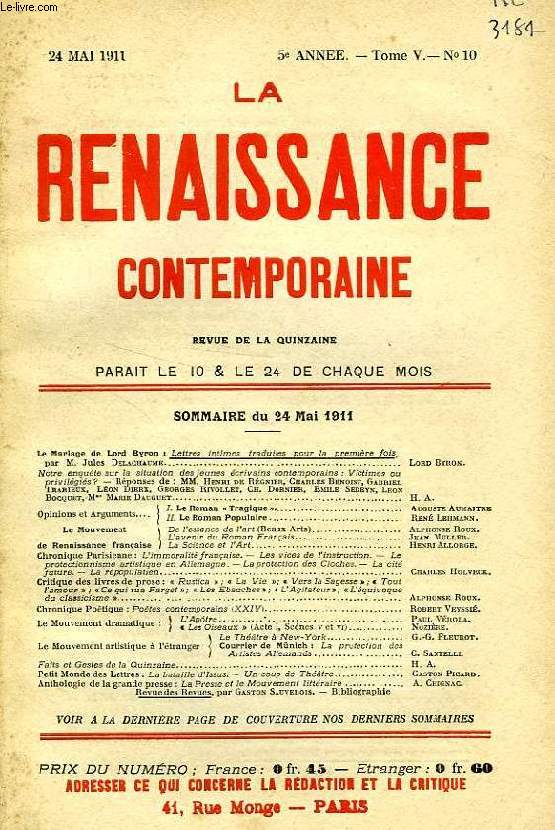 LA RENAISSANCE CONTEMPORAINE, 5e ANNEE, N 10, MAI 1911