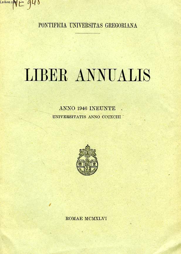LIBER ANNUALIS, ANNO 1939 INEUNTE