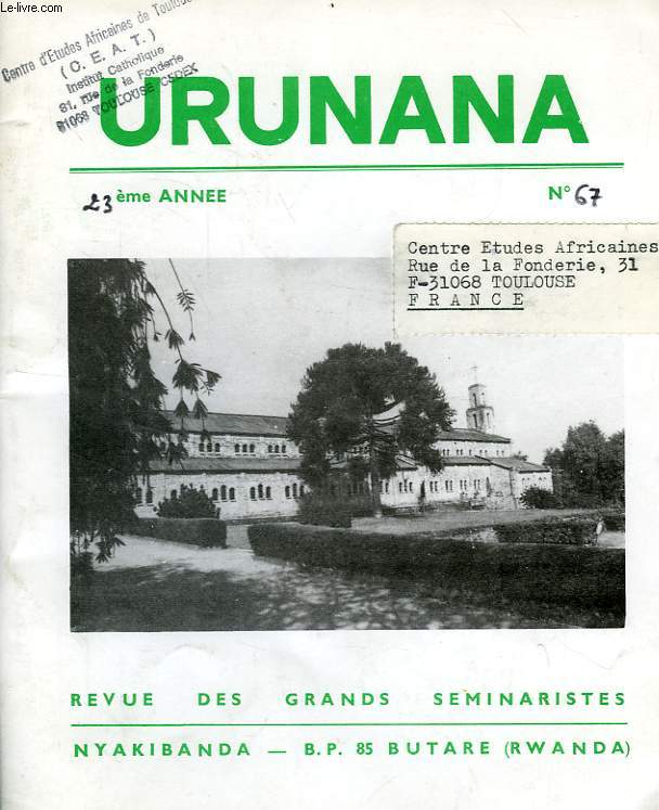 URUNANA, 23e ANNEE, N 67, NOEL 1989