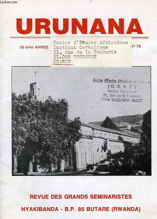 URUNANA, 26e ANNEE, N 78, JUILLET 1993