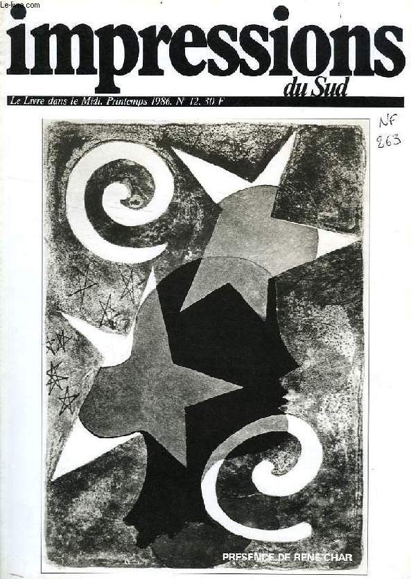 IMPRESSIONS DU SUD, N 12, PRINTEMPS 1986, LE LIVRE DANS LE MIDI