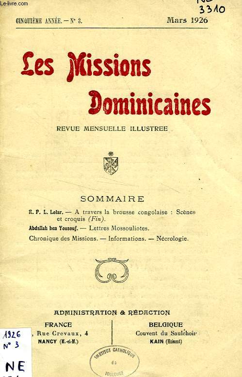 LES MISSIONS DOMINICAINES, 5e ANNEE, N 3, MARS 1926