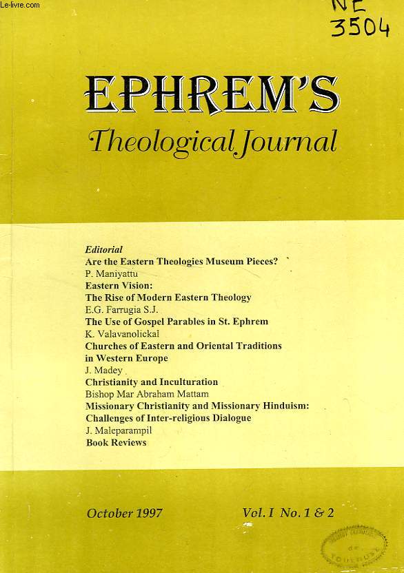 EPHREM'S THEOLOGICAL JOURNAL, VO. I, N 1-2, OCT. 1997