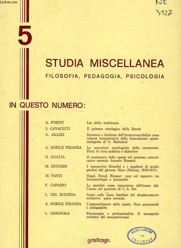 STUDIA MISCELLANEA, N 5, 1981, FILOSOFIA, PEDAGOGIA, PSICOLOGIA