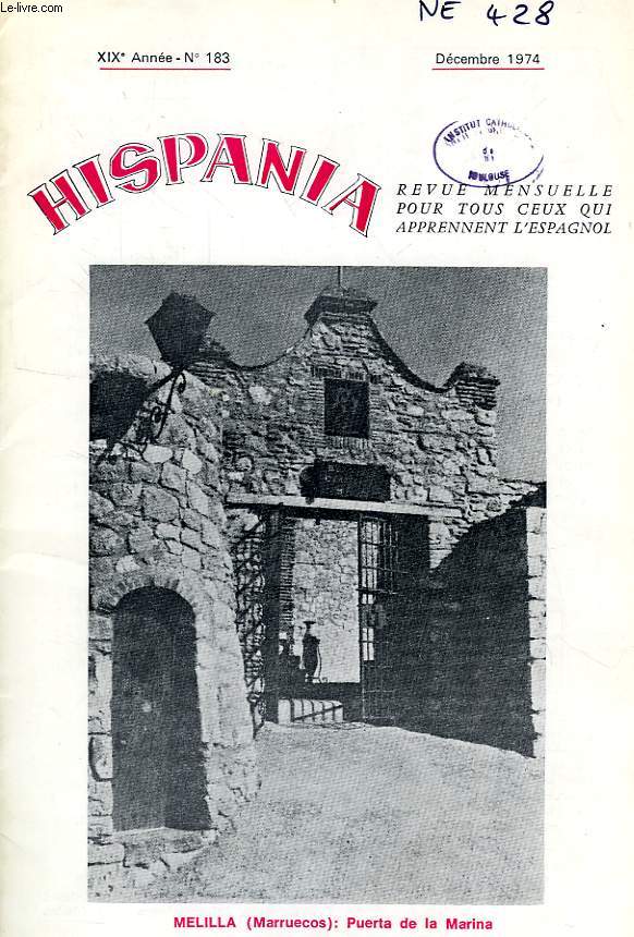HISPANIA, XIXe ANNEE, N 183, DEC. 1974