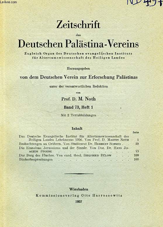 ZEITSCHRIFT DES DEUTSCHEN PALSTINA-VEREINS, BAND 73, HEFT 1, 1957