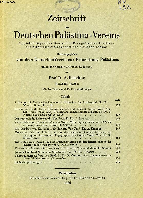 ZEITSCHRIFT DES DEUTSCHEN PALSTINA-VEREINS, BAND 82, HEFT 2, 1966
