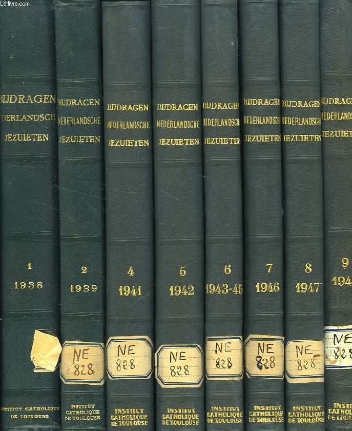 BIJDRAGEN VAN DE PHILOSOPHISCHE EN THEOLOGISCHE FACULTEITEN DER NEDERLANDSCHE JEZUIETEN, 1938-1948, 8 VOLUMES (INCOMPLET)