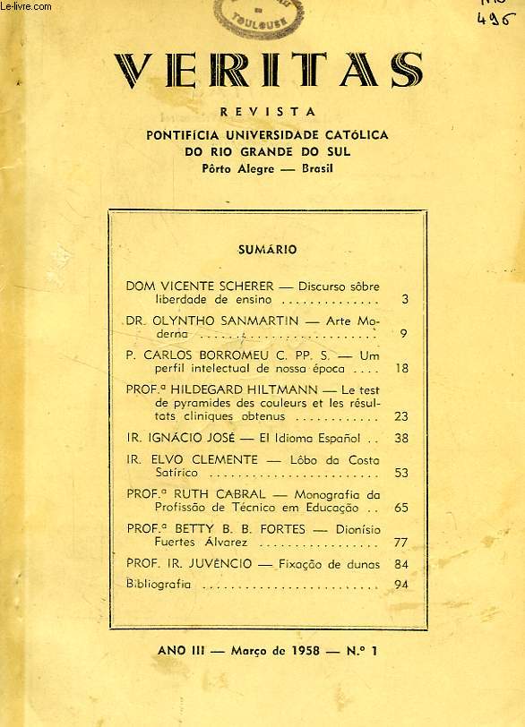 VERITAS, ANO III, N 1, MARCO 1958