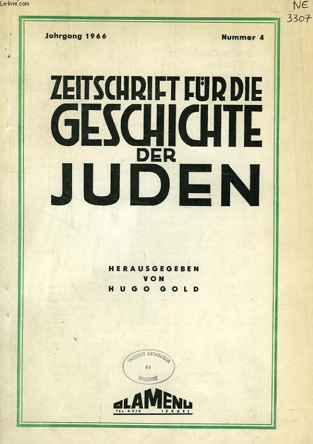 ZEITSCHRIFT FR DIE GESCHICHTE DER JUDEN, Nr. 4, 1966