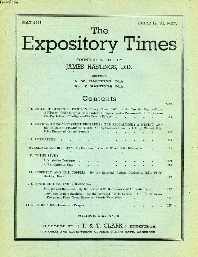 THE EXPOSITORY TIMES, MAY 1948