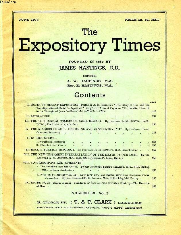 THE EXPOSITORY TIMES, JUNE 1949