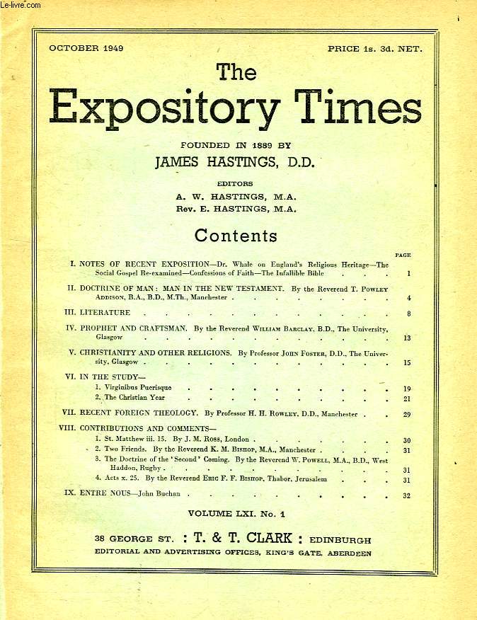 THE EXPOSITORY TIMES, OCT. 1949