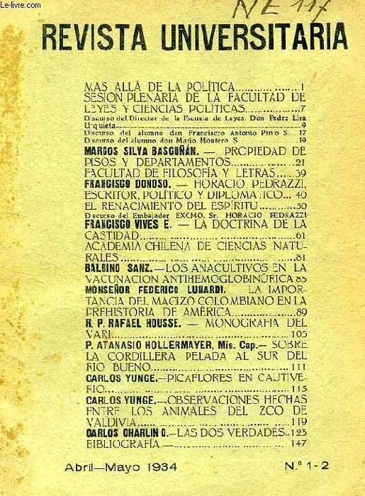 REVISTA UNIVERSITARIA, AO XVIII, N 1-2, ABRIL-MAYO 1934
