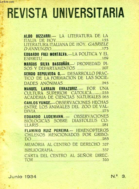 REVISTA UNIVERSITARIA, AO XVIII, N 3, JUNIO 1934
