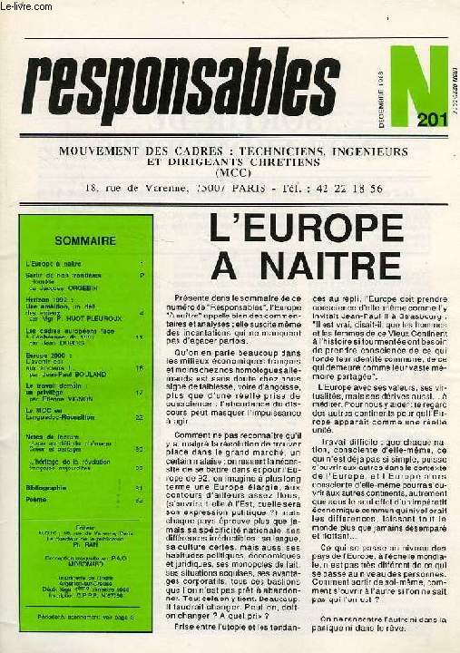 RESPONSABLES, N 201, DEC. 1988