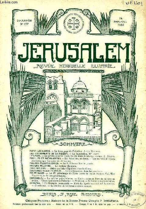 JERUSALEM, 30e ANNEE, N 187, SEPT.-OCT. 1935, REVUE MENSUELLE ILLUSTREE