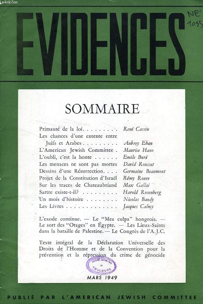 EVIDENCES, 1949-1962, 77 NUMEROS (INCOMPLET)