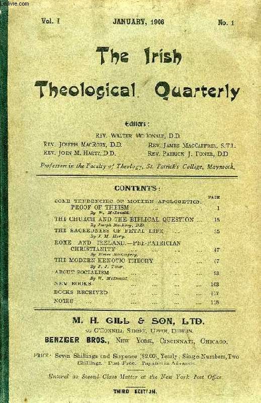 THE IRISH THEOLOGICAL QUARTERLY, 1906-1908, 3 VOLUMES