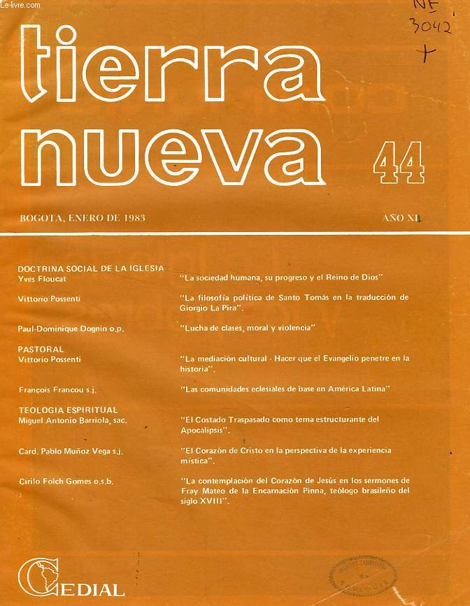 TIERRA NUEVA, AO XI, N 44, ENERO 1983, ESTUDIOS SOCIO-TEOLOGICOS EN AMERICA LATINA
