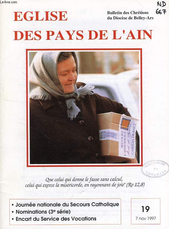 EGLISE DES PAYS DE L'AIN, N 19, NOV. 1997, BULLETIN DES CHRETIENS DU DIOCESE DE BELLEY-ARS