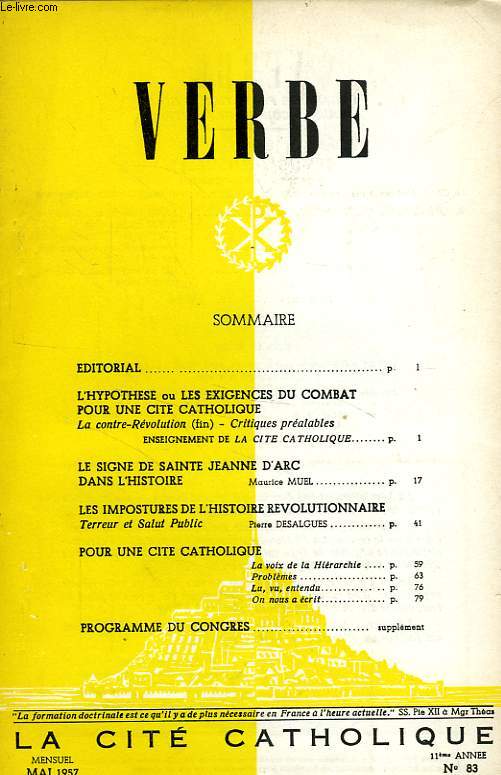 VERBE, 11e ANNEE, N 83, MAI 1957