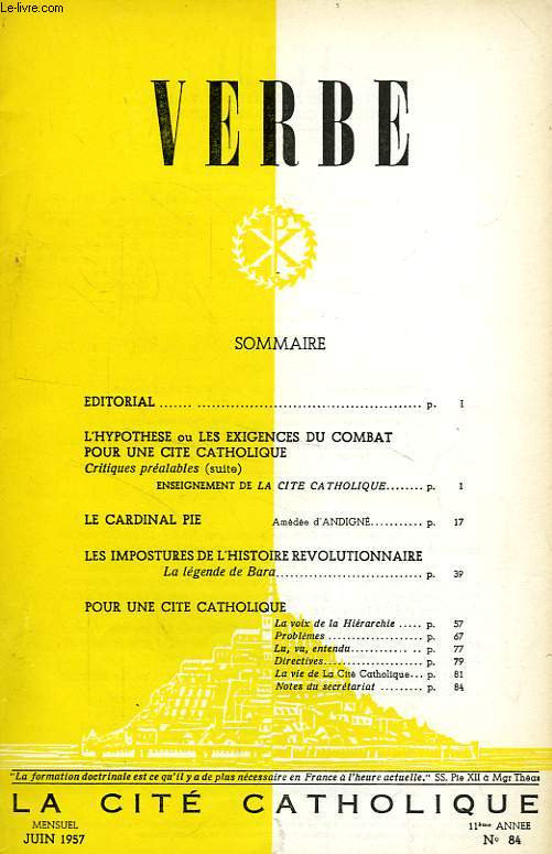 VERBE, 11e ANNEE, N 84, JUIN 1957