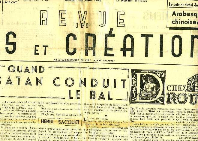 REVUE DES ARTS ET CREATIONS, 2e ANNEE, N.S., N 22, AOUT 1947
